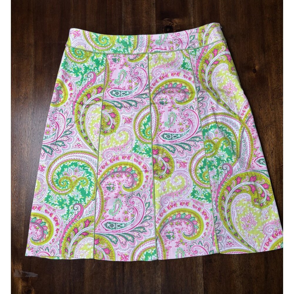Chadwicks Pink and Green Paisley Knee Length Skirt (Size 12)